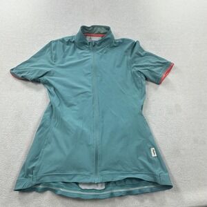 Rapha Souplesse Jersey Shirt Womens Large Green Full Zip Pockets Cycling Road